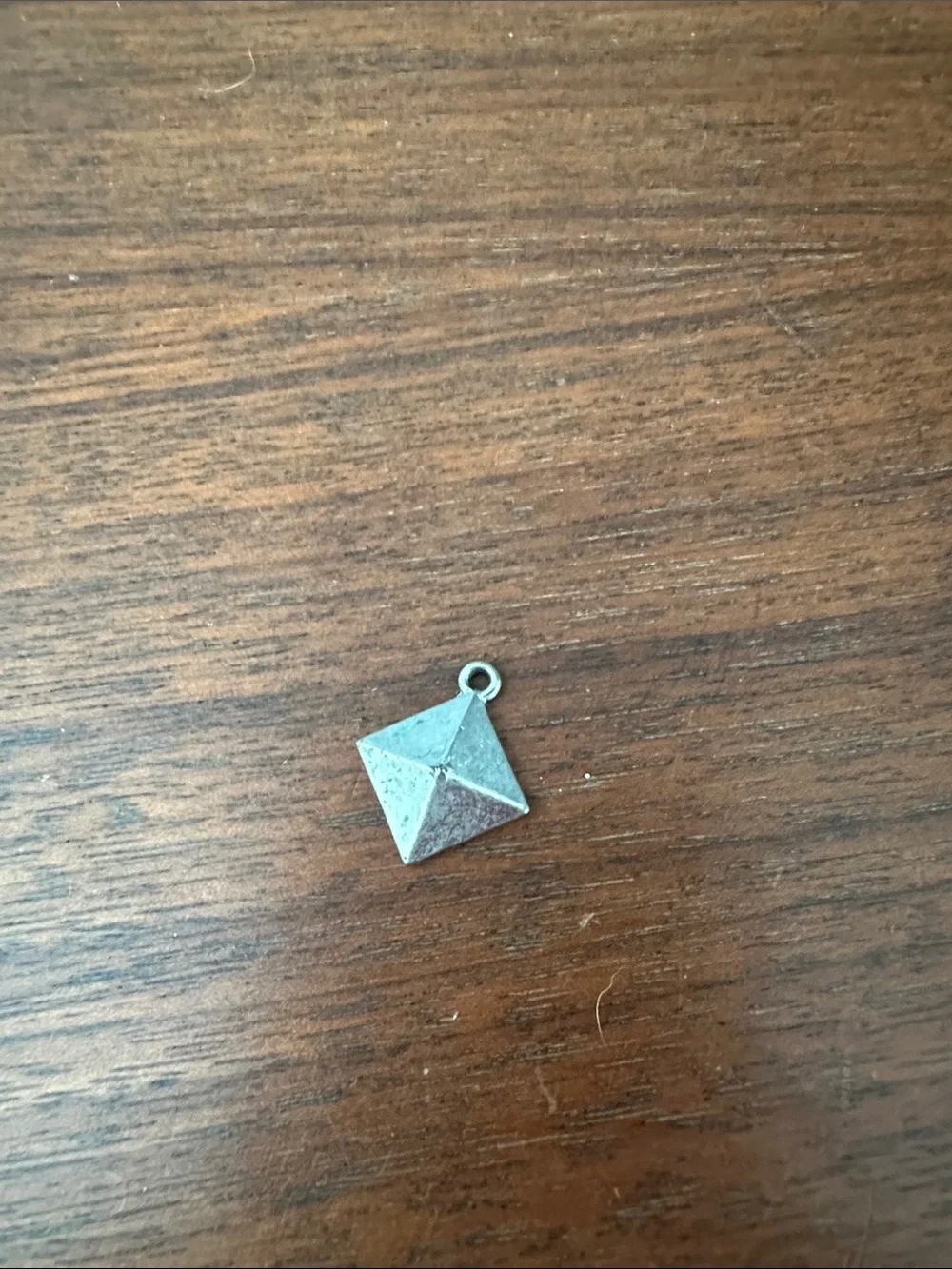 Geometric Pyramid Pendant Charm in Silver